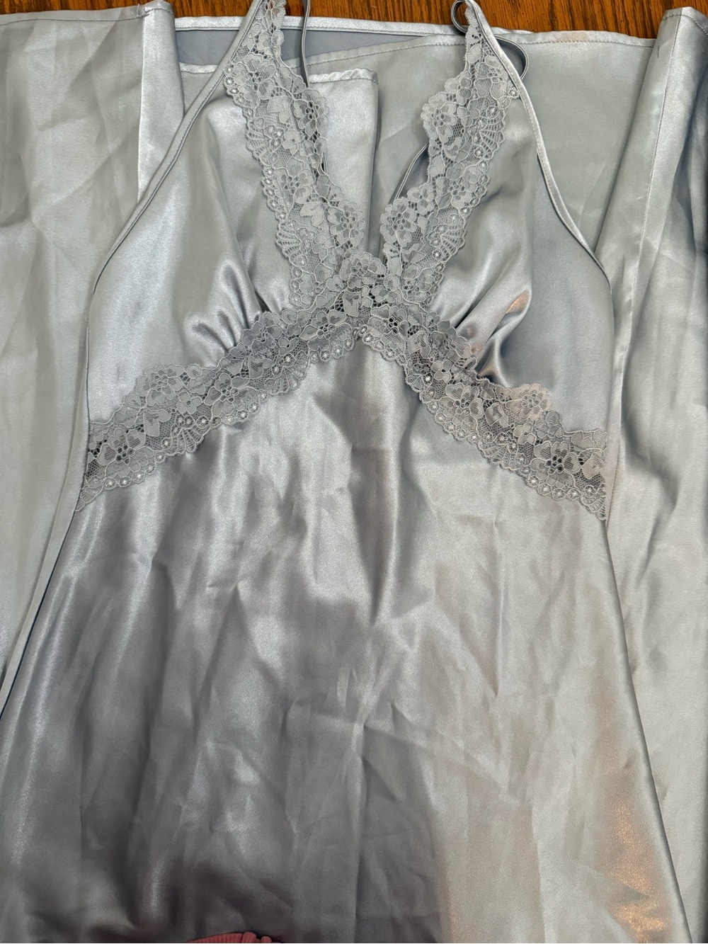 Blueishgray Long Satin Dress